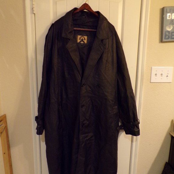 PHASE 2 LONG BLACK LEATHER JACKET - Picture 1 of 6